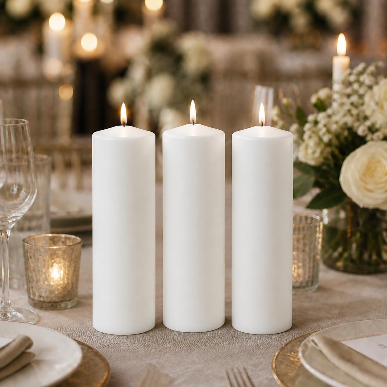 Yummi 3" x 8" Round Pillar Candles - 3 per Pack