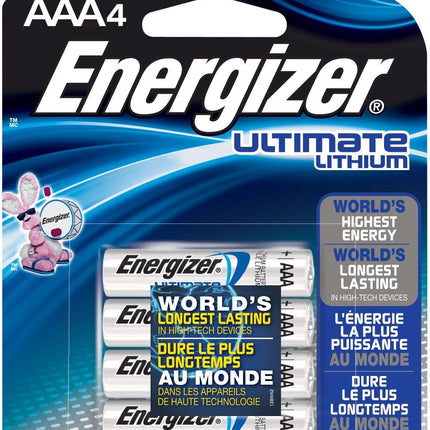 Energizer Ultimate Lithium AAA Batteries, World’s Longest-Lasting AAA Battery in High-Tech Devices (4 pack)