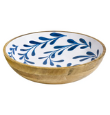 Maison Neuve , Enamelled Mango Wood Salad Bowl & Servers, 44 cm (17.3 in.), Brown
