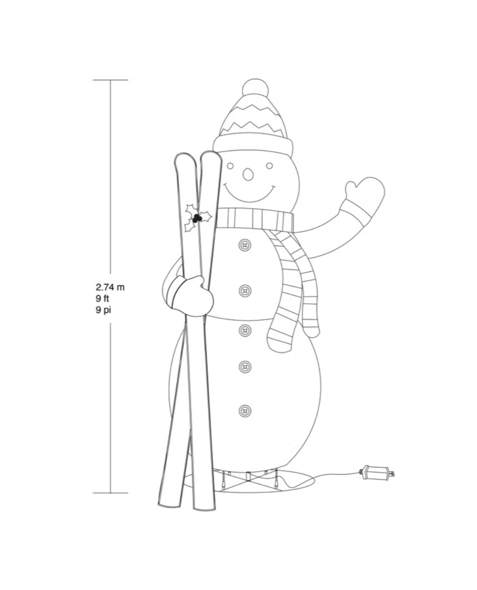 2.74 m (9 ft.) Snowman with Twinkle Lights