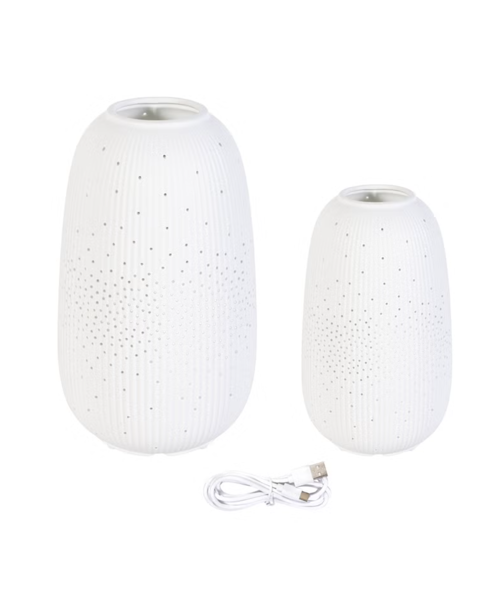 Evergreen LED Porcelain Lantern, 2-piece