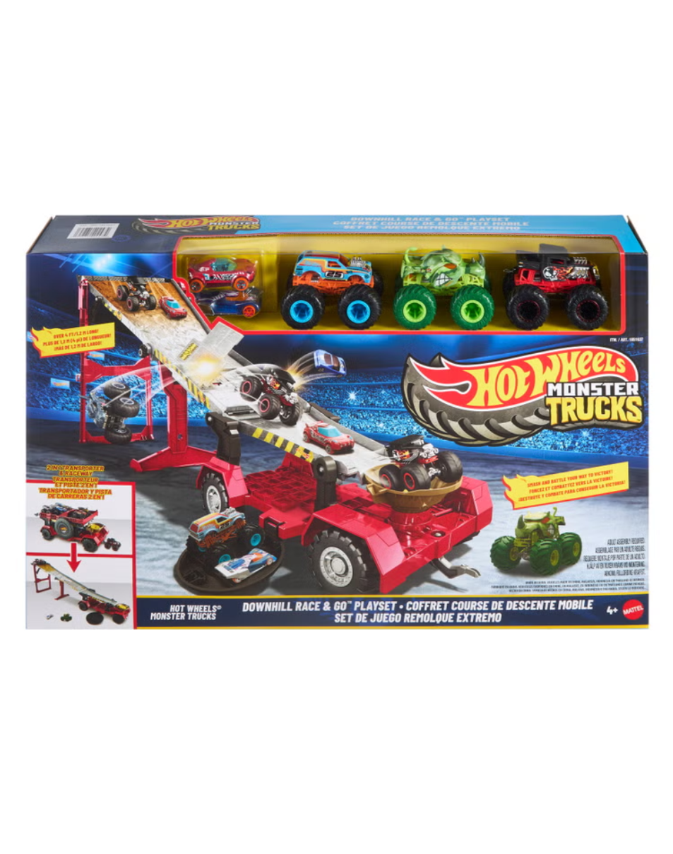 Hot Wheels Monster Trucks - Downhill Race Playset & Vehicles