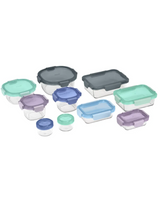 Ello Colour Lock Mixed Glass Food Storage Set, 20-piece