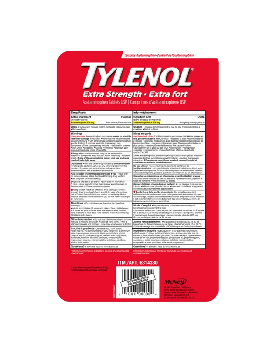 Tylenol Extra Strength 500mg eZtabs - 390 tablets
