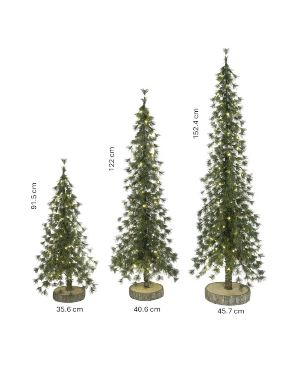 Alpine Trees with LED Lights - Set of 3