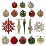 CGH Shatter Resistant Christmas Tree Ornament Set 80 Pieces Red Green