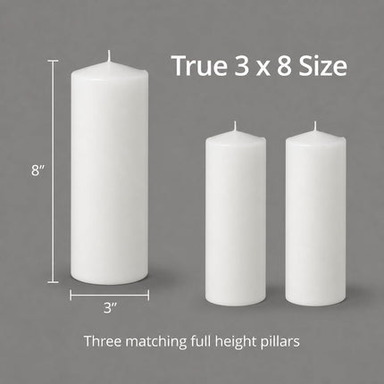 Yummi 3" x 8" Round Pillar Candles - 3 per Pack
