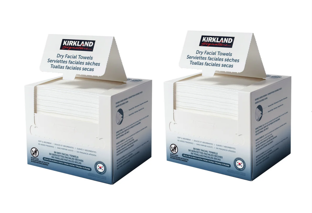 Kirkland Signature Dry Facial Towels, 50-count