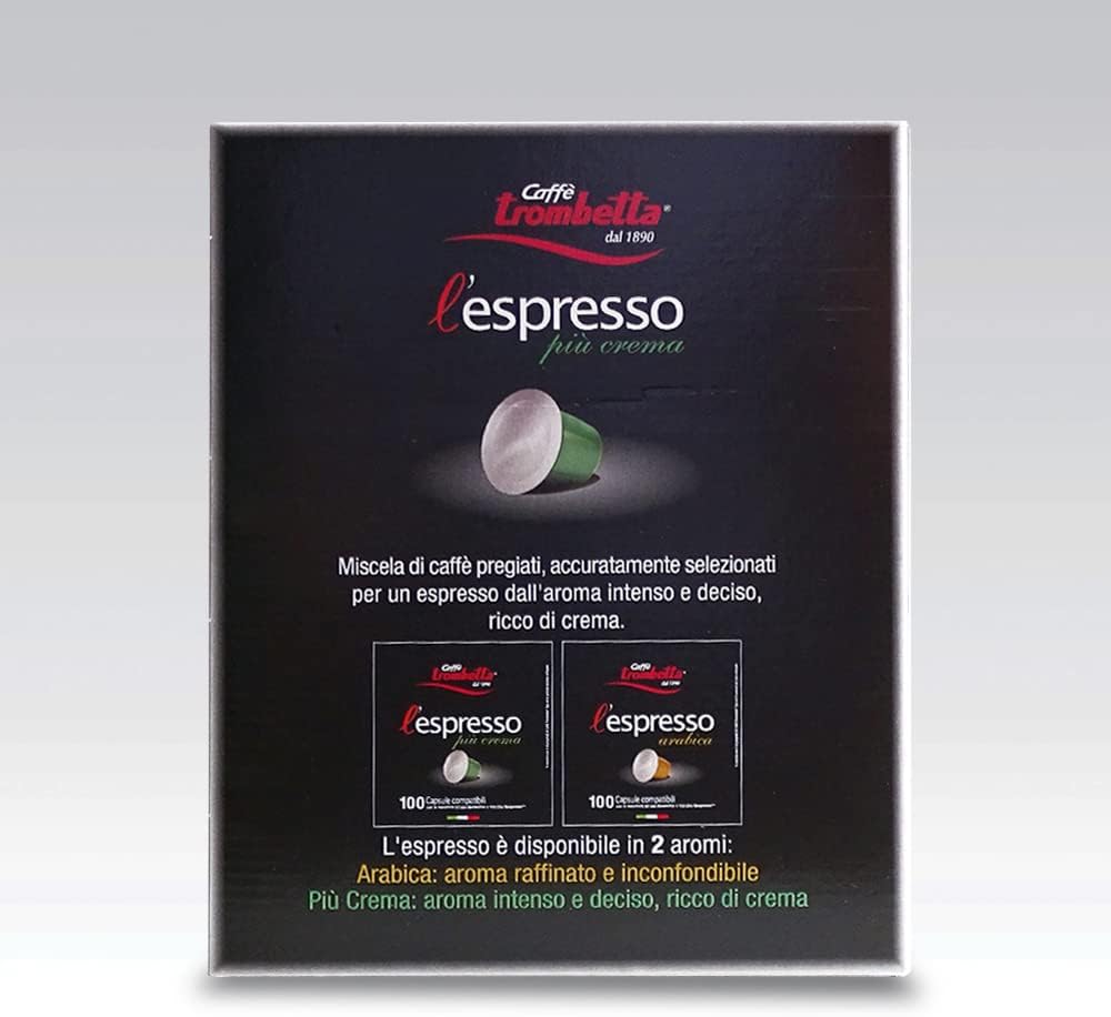 Caffè Trombetta Espresso Coffee Capsules, 100-pack , Black