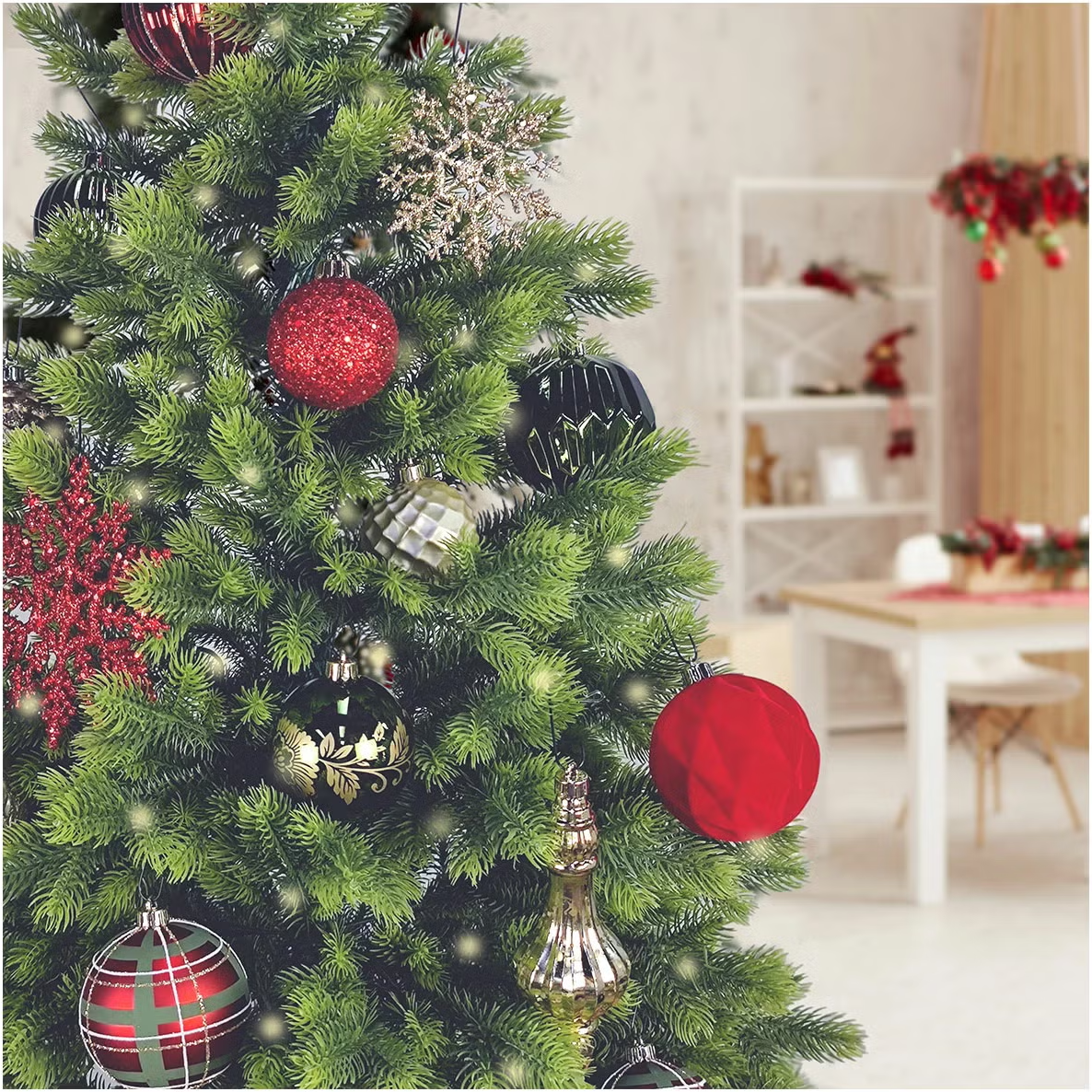 CGH Shatter Resistant Christmas Tree Ornament Set 80 Pieces Red Green