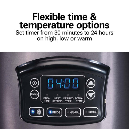 HAMILTON BEACH 33768G 6 Quart Programmable Defrost Slow Cooker