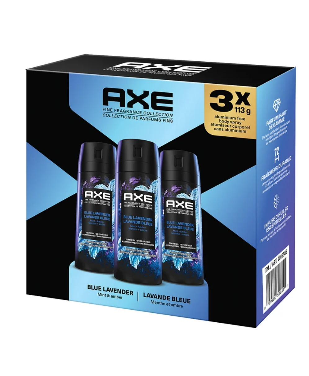 AXE Body Spray, 3 x 113 g
