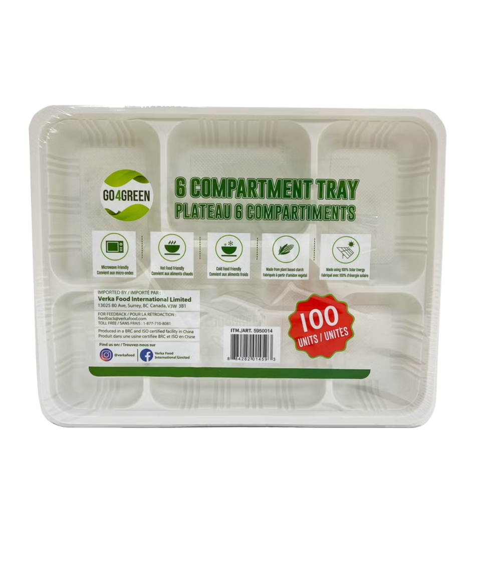 GO4GREEN - 6 Compartment Tray Pack of 100