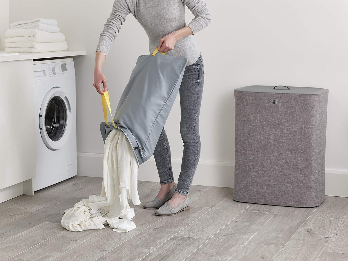 Joseph Joseph Tota 90-litre Laundry Hamper Separation Basket with Lid - Grey