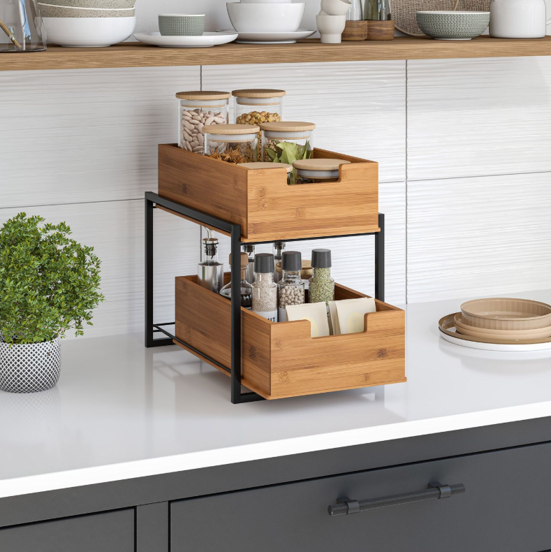 Seville Classics 2 Tier Sliding Bin Organizer