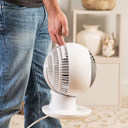 IRIS USA WOOZOO Desk Fan with Remote, Oscillating Table Air Circulator, 5 Speeds, 82ft Max Air Distance, Adjustable Tilt, Low Noise Motor, Small Fan for Bedroom, Office, Dorm, White