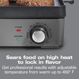 HAMILTON BEACH PROFESSIONAL 38560 Iron Indoor Electric Grill & Griddle - Refurbished with Home Essentials warranty