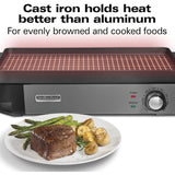 HAMILTON BEACH PROFESSIONAL 38560 Iron Indoor Electric Grill & Griddle - Refurbished with Home Essentials warranty