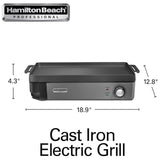 HAMILTON BEACH PROFESSIONAL 38560 Iron Indoor Electric Grill & Griddle - Refurbished with Home Essentials warranty