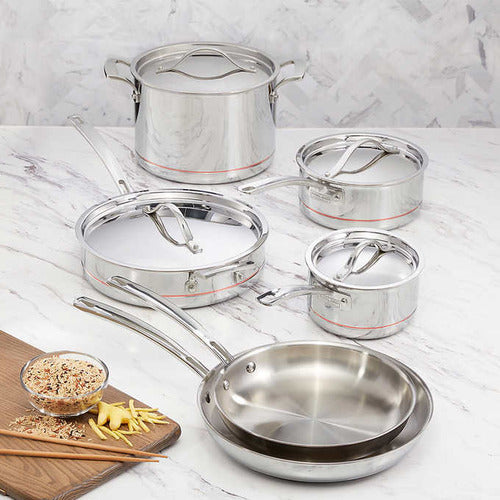 Kirkland Signature 5-ply Clad Stainless Cookware Set, 10-piece