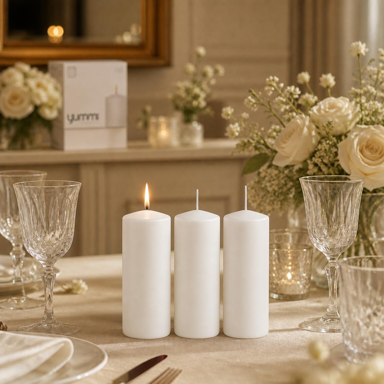 Yummi 3" x 6"  Round Pillar Candles - 3 per Pack