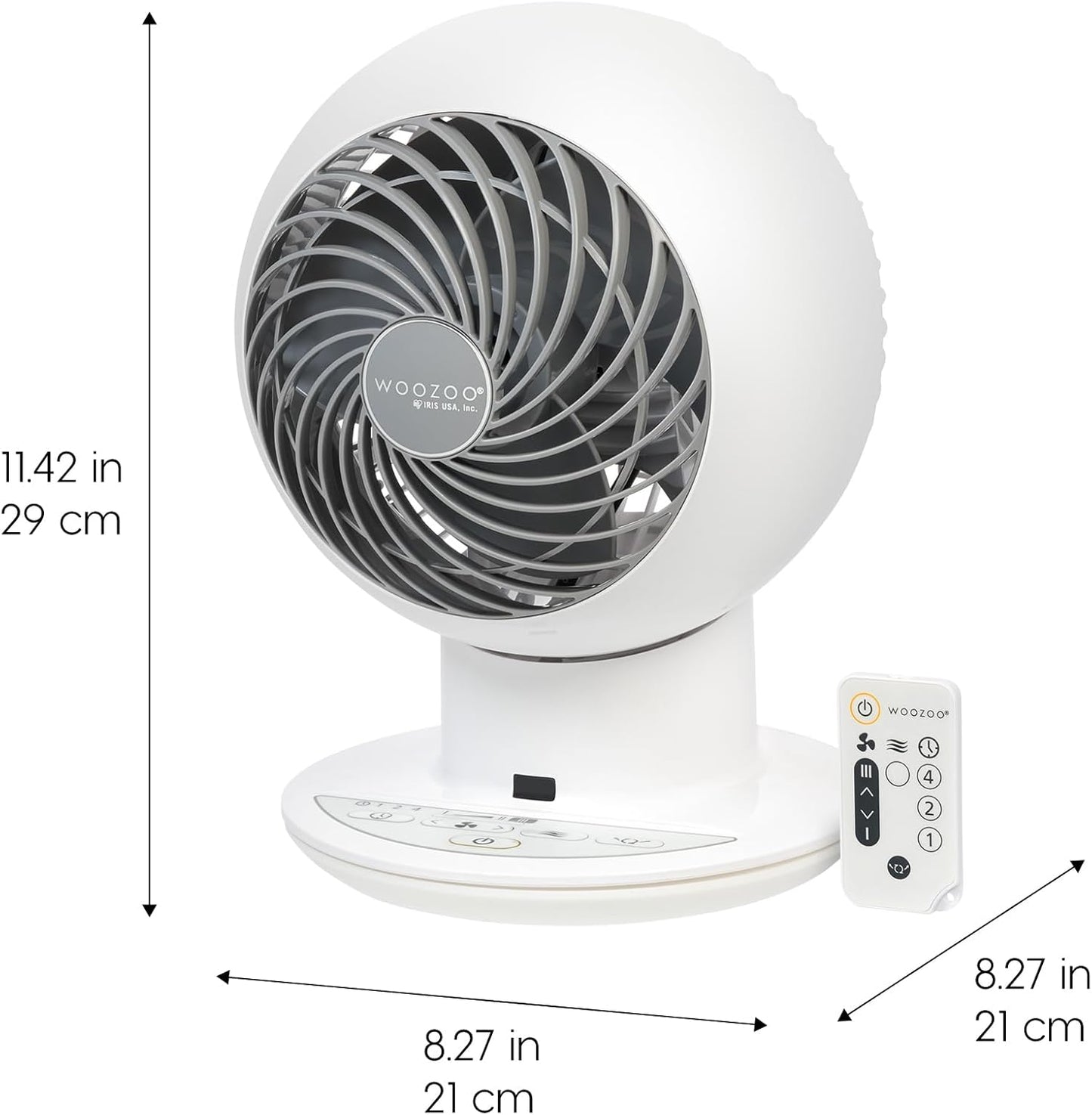 IRIS USA WOOZOO Desk Fan with Remote, Oscillating Table Air Circulator,  White