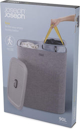 Joseph Joseph Tota 90-litre Laundry Hamper Separation Basket with Lid - Grey
