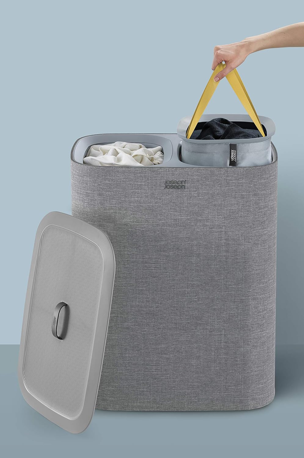 Joseph Joseph Tota 90-litre Laundry Hamper Separation Basket with Lid - Grey