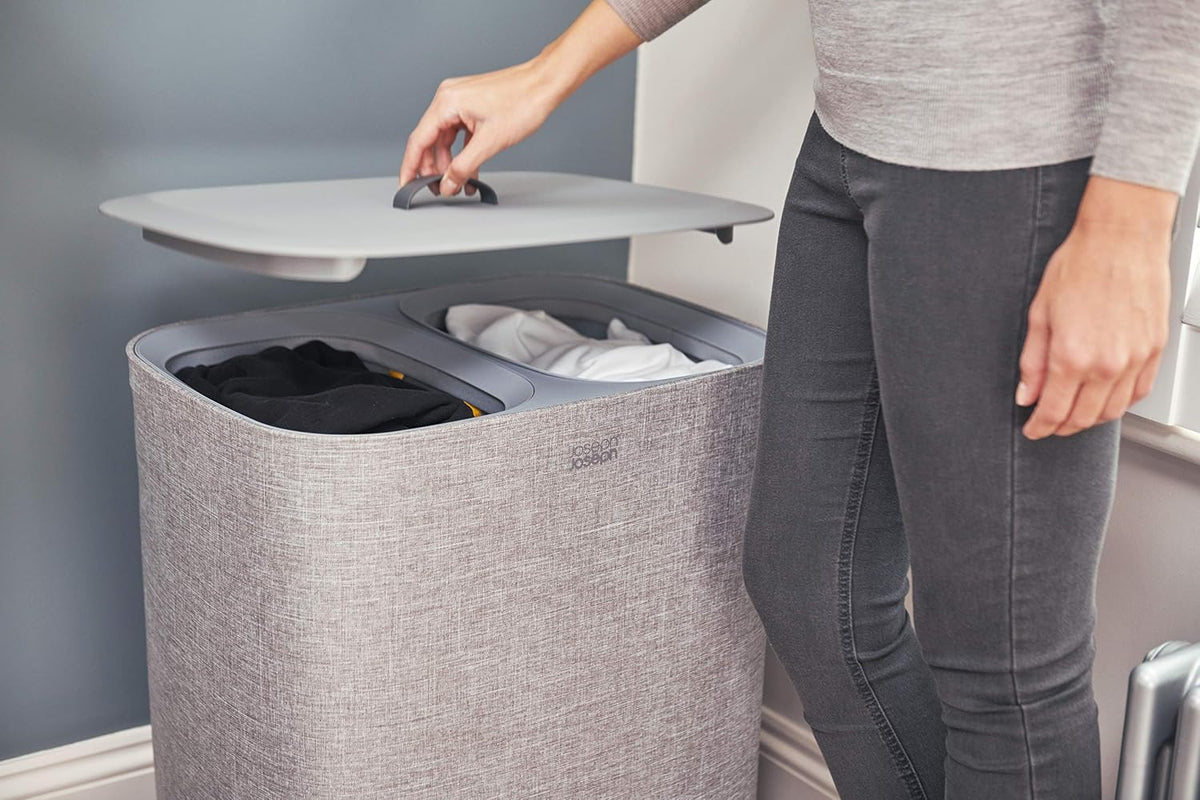 Joseph Joseph Tota 90-litre Laundry Hamper Separation Basket with Lid - Grey