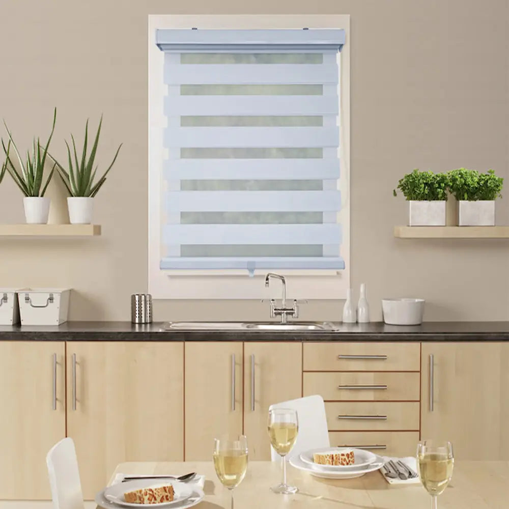 ITY CDNW-1 46 Olivia Stone Cordless Polyester Zebra Day-Night Blind 46"x84" in White