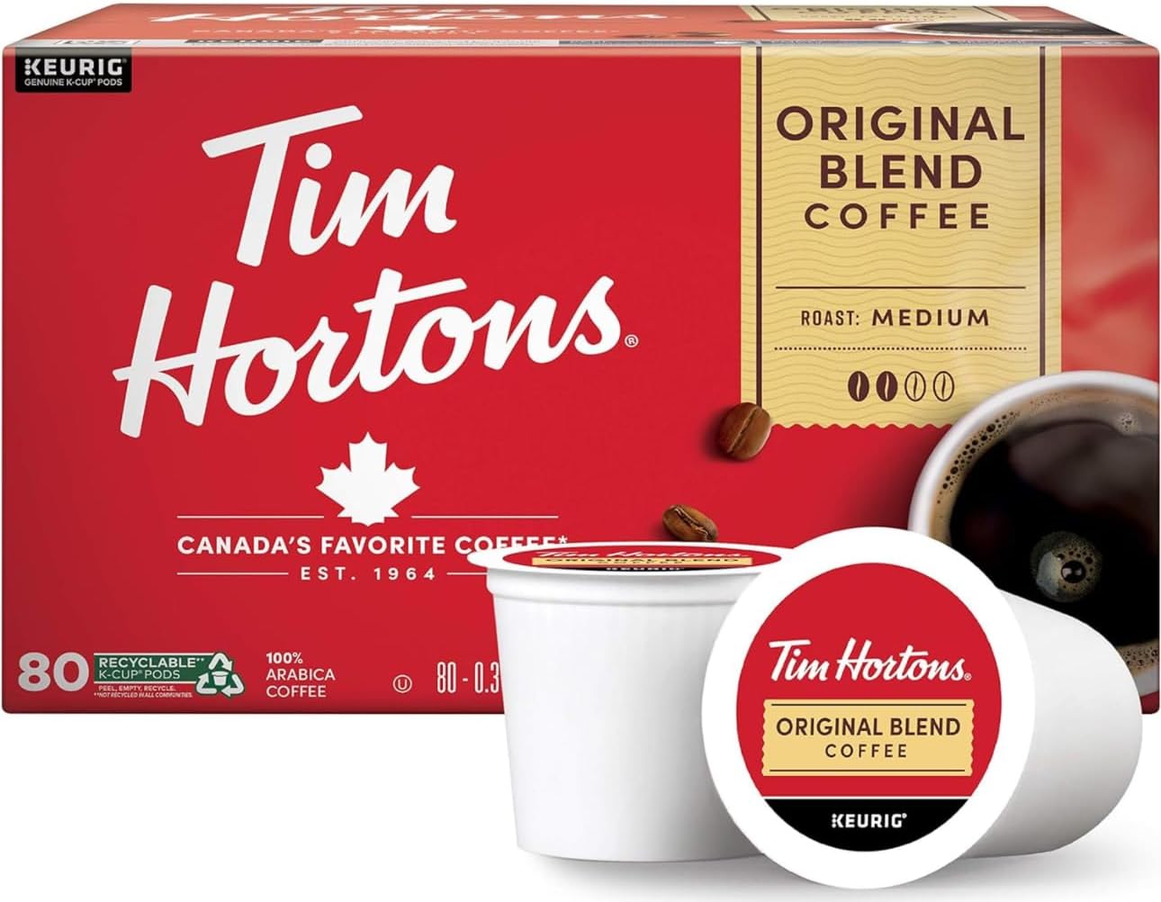 Tim Hortons Coffee Original Blend 80 K Cups Keurig K Cups Medium Roast