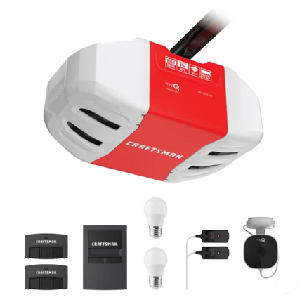 Craftsman, 1-1/4HP Smart Garage Door Opener, Battery Backup and Camera, White