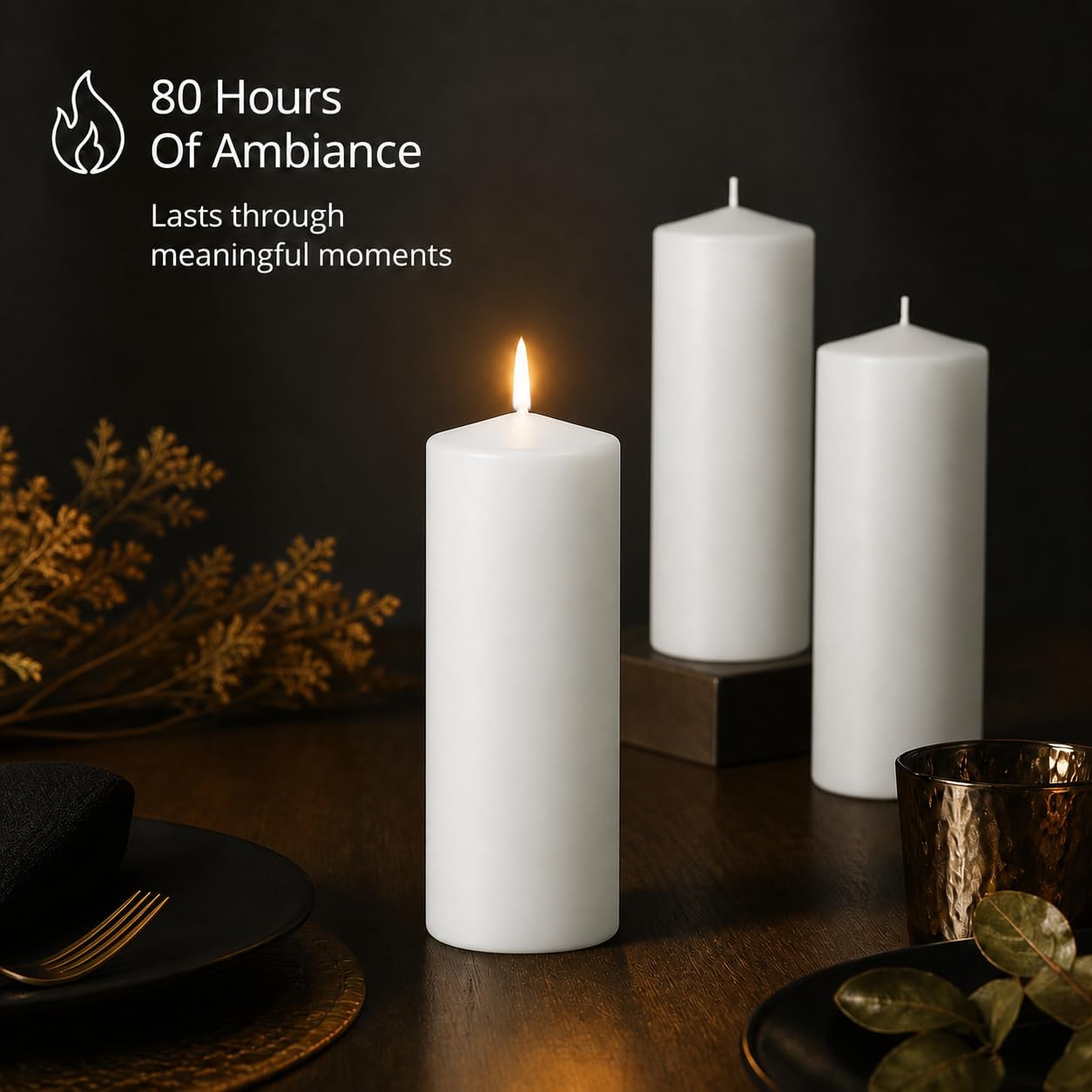Yummi 3" x 8" Round Pillar Candles - 3 per Pack