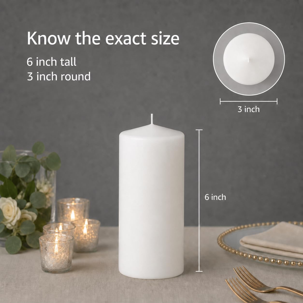 Yummi 3" x 6"  Round Pillar Candles - 3 per Pack