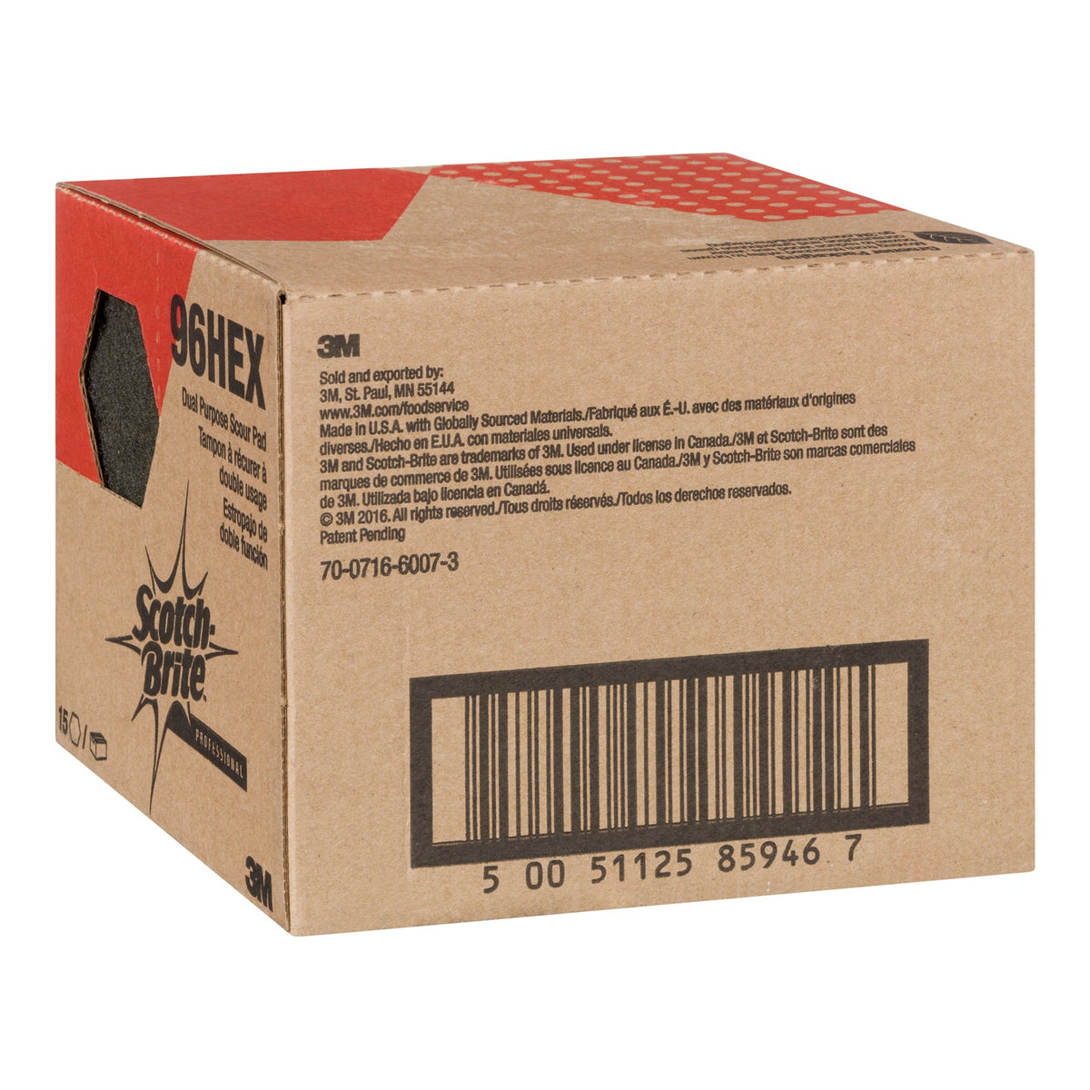 Scotch Brite 3M Scouring Pad 3M96HEX 15 ct