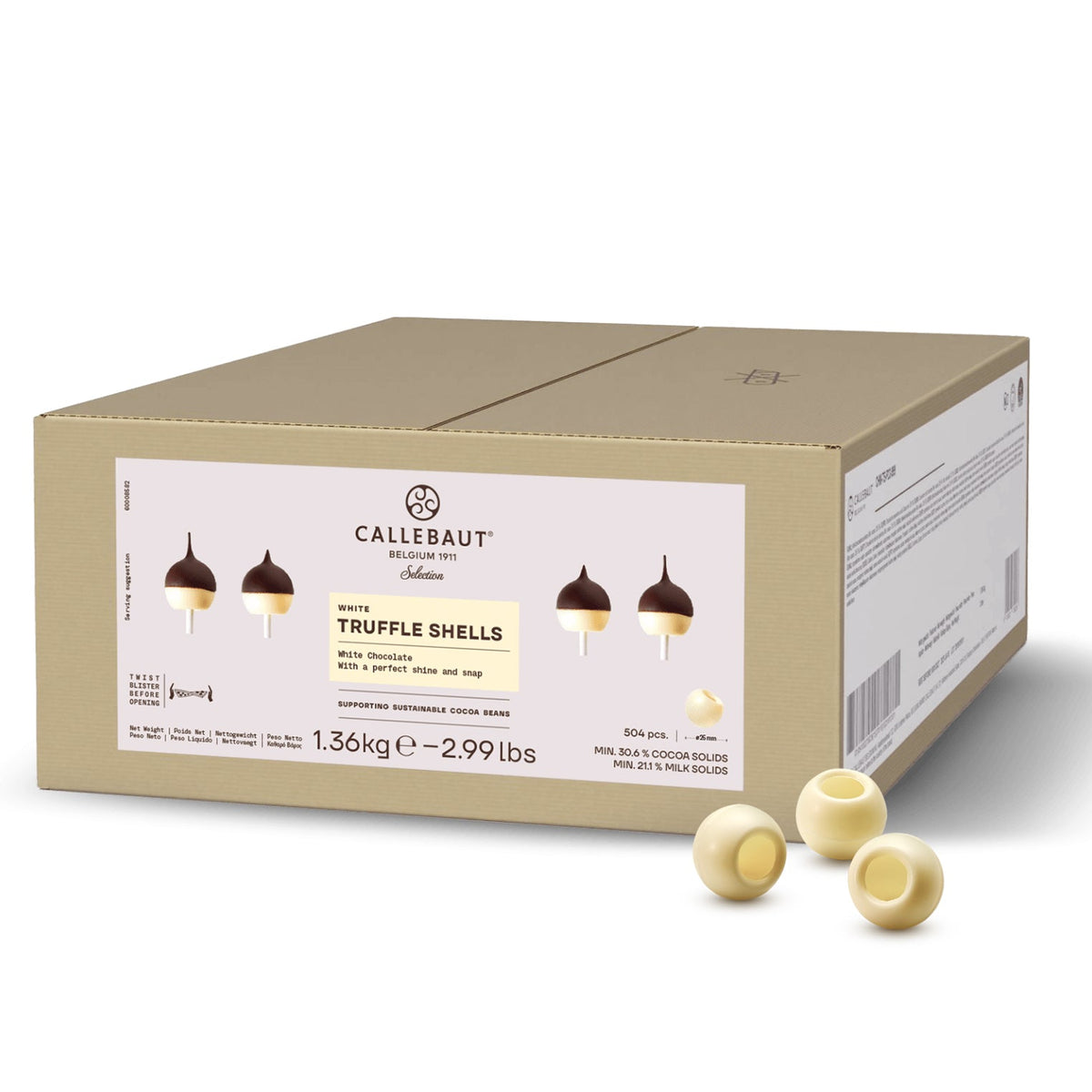 Callebaut White Truffle Shells 504 ct