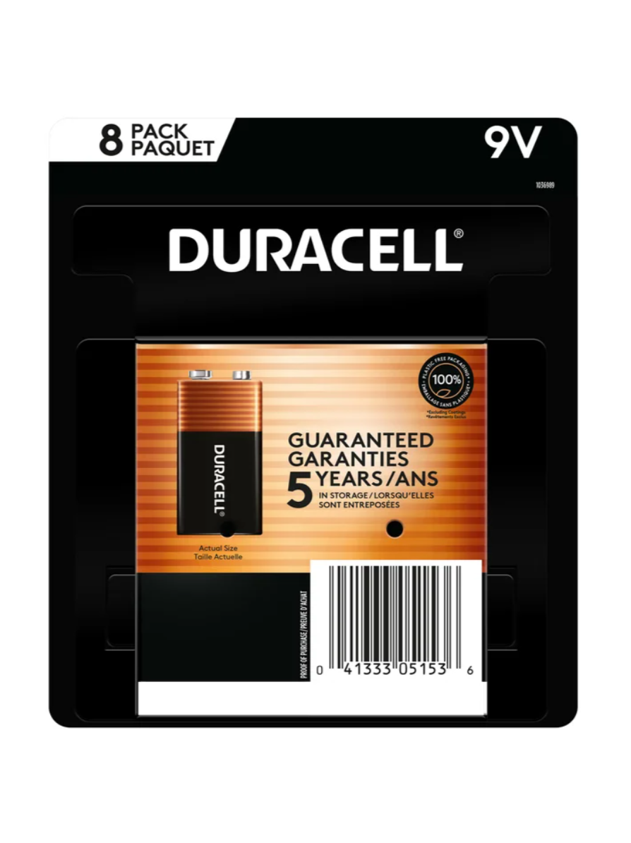 Duracell CopperTop 9V Batteries, 8-count