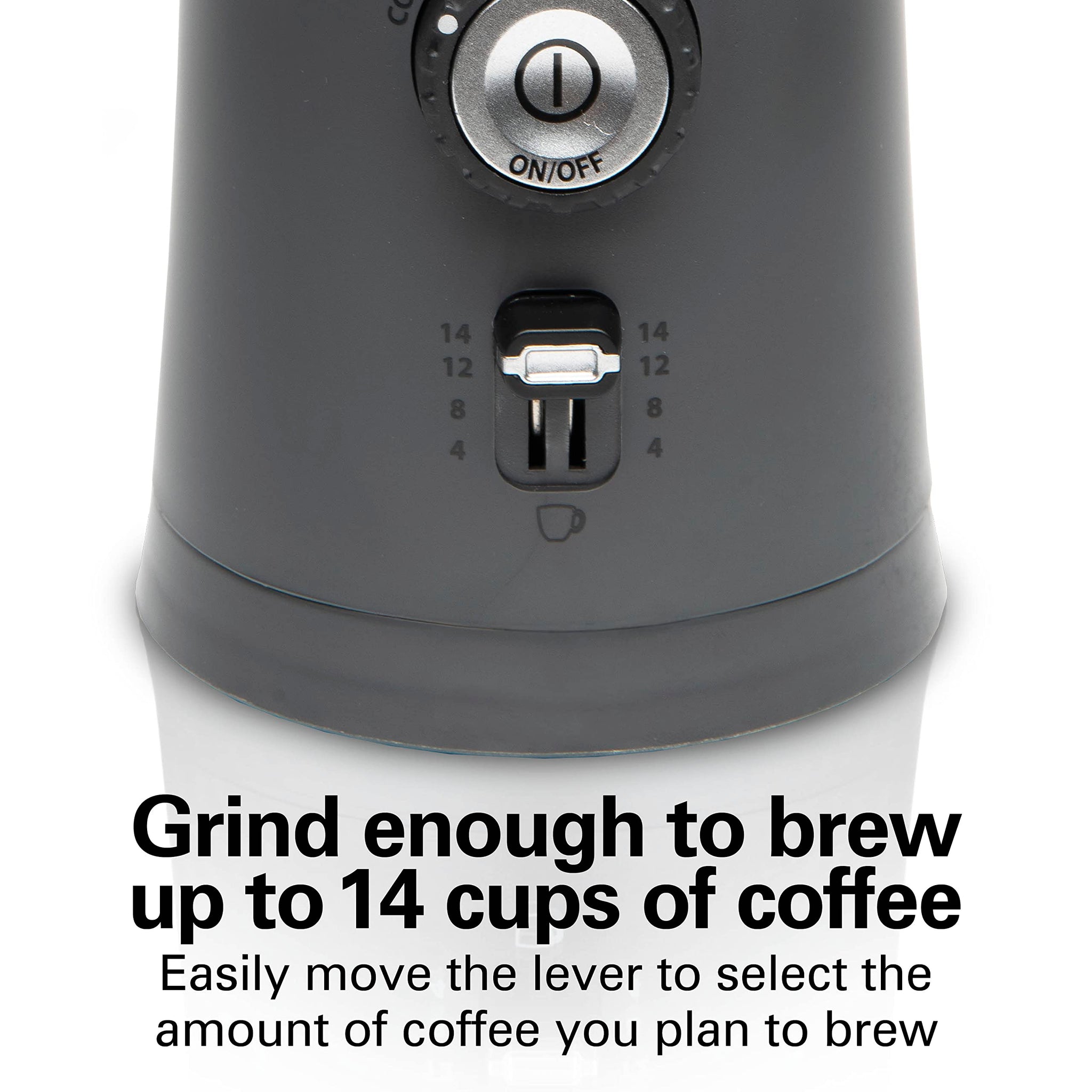 Hamilton Beach 80396C Electric Coffee Grinder for Beans Custom Grind™ Coffee Grinder, Removable Stainless Steel Chamber, Gray