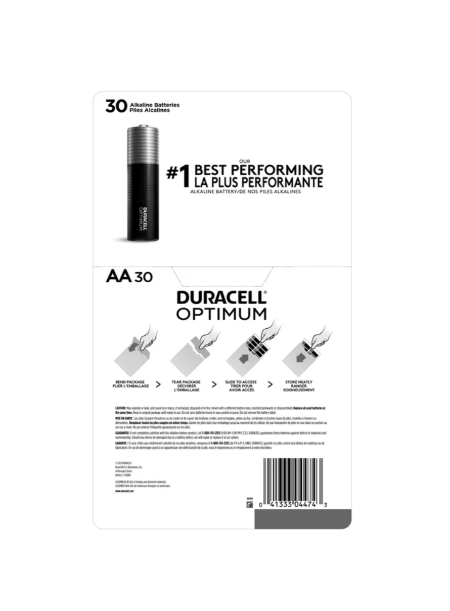 Duracell Optimum AA Batteries with Power Boost Ingredients, 30-count