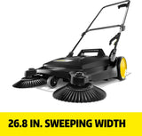 Kärcher Walk Behind Outdoor Push Sweeper S 4 Twin Go!Further for Workshops, Sidewalks, Driveways or Garages with Debris Grabber 5.25 Gallon Capacity, 26.8" Sweeping Width