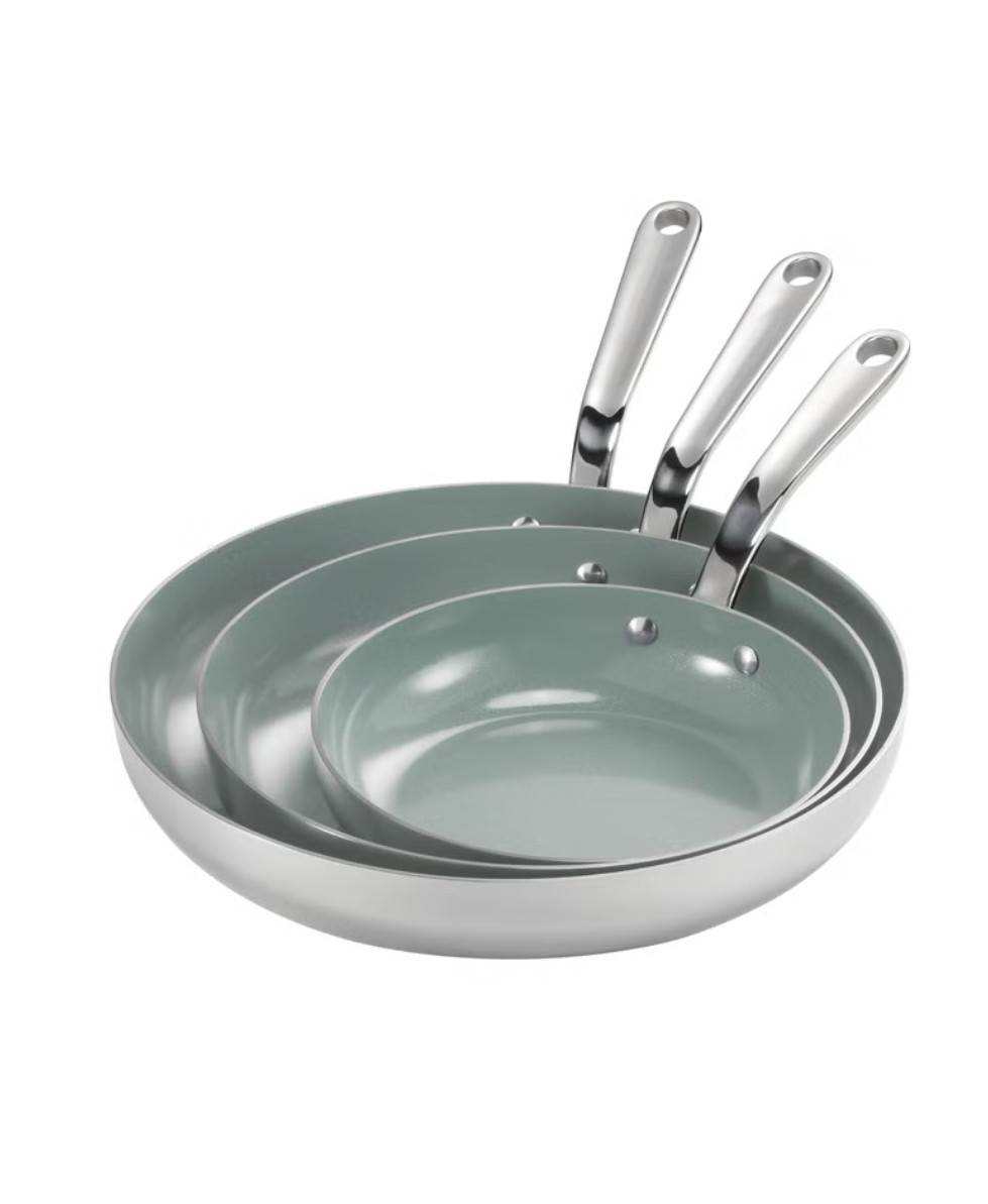 Tramontina Stainless Steel with Ceramic Non-stick Skillet Set, 3-piece