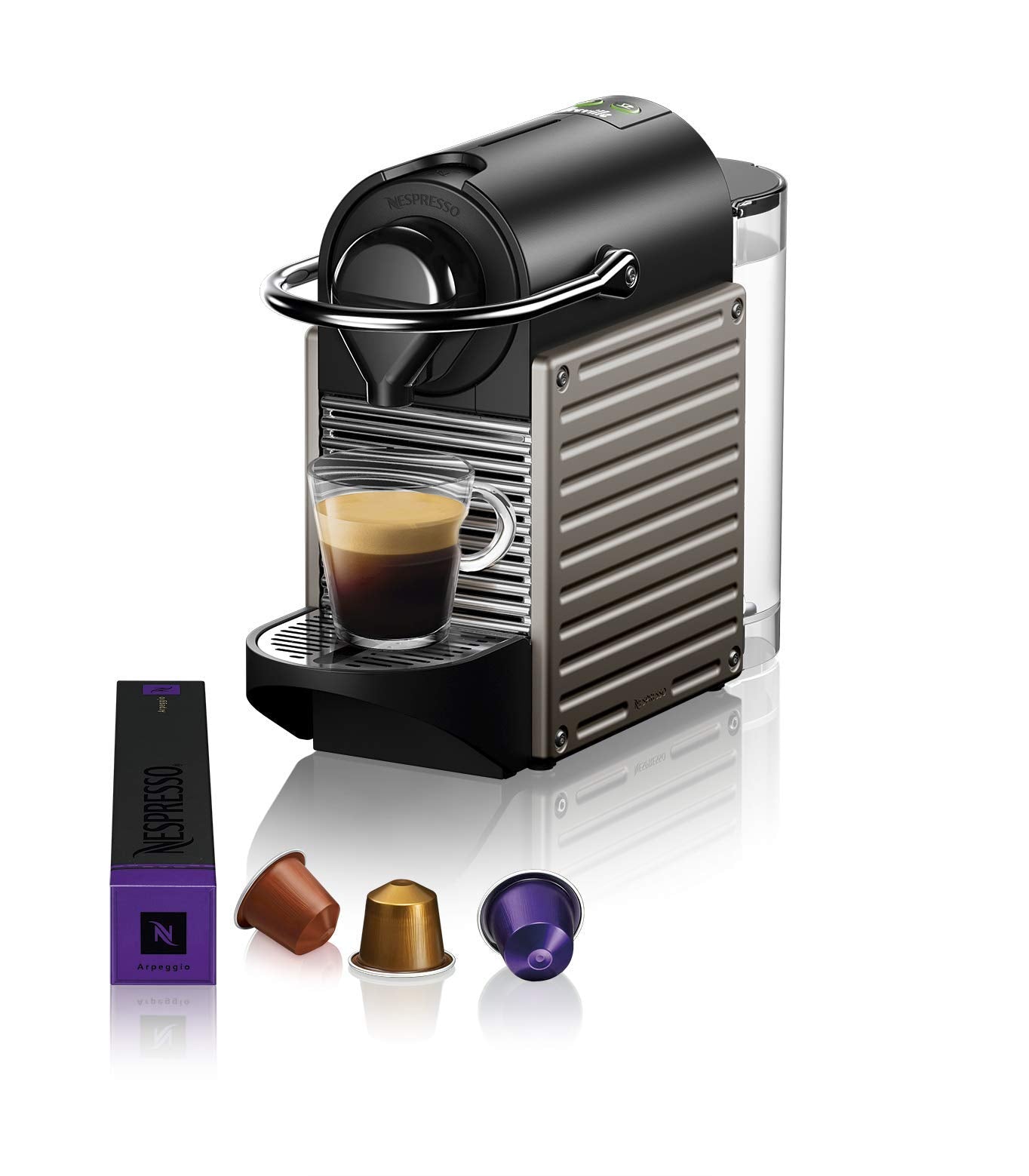Nespresso BEC430TTN Pixie Espresso Machine by Breville, Titan