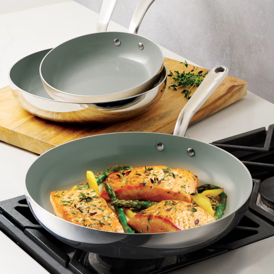 Tramontina Stainless Steel with Ceramic Non-stick Skillet Set, 3-piece