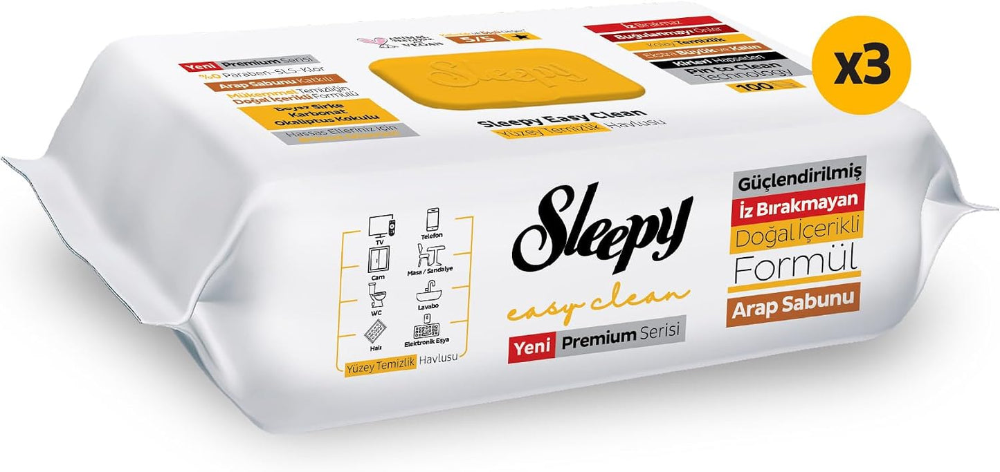 Sleepy Easy Clean Arabic Soap Additive Surface Cleaning Towel 3x100 (300 Sheets)