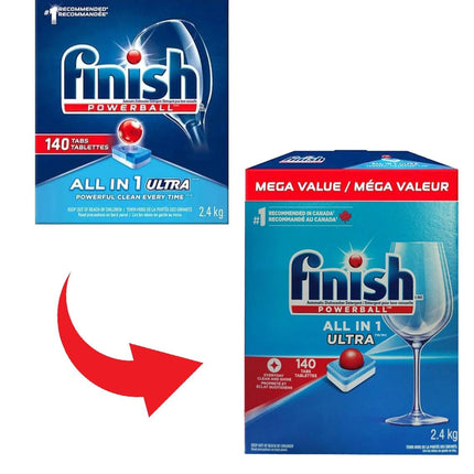 Finish Powerball Automatic Dishwasher Detergent, All in 1 Ultra Powerful Clean, 2.4 KG - 140 Tabs