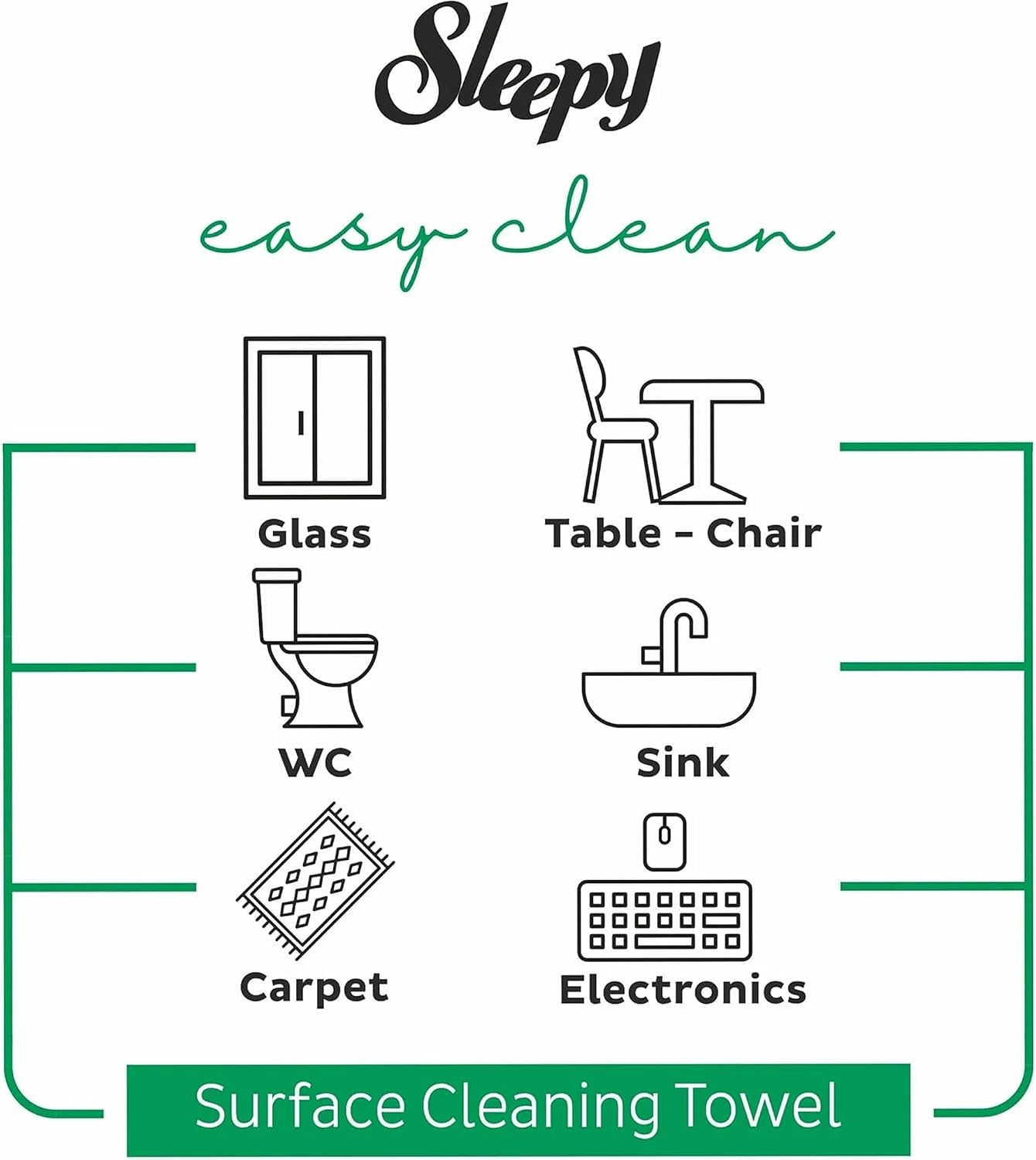 Sleepy Pack of 2, 3 and 6, Easy Clean All Purpose Cleaning Wipes, White Vinegar and Baking Soda Formula, Chemical-Free, 100 Count