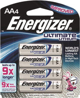 Energizer Ultimate Lithium AA Battery, Pack of 4