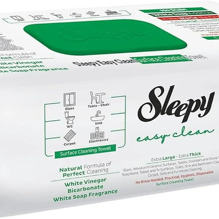 Sleepy Pack of 2, 3 and 6, Easy Clean All Purpose Cleaning Wipes, White Vinegar and Baking Soda Formula, Chemical-Free, 100 Count
