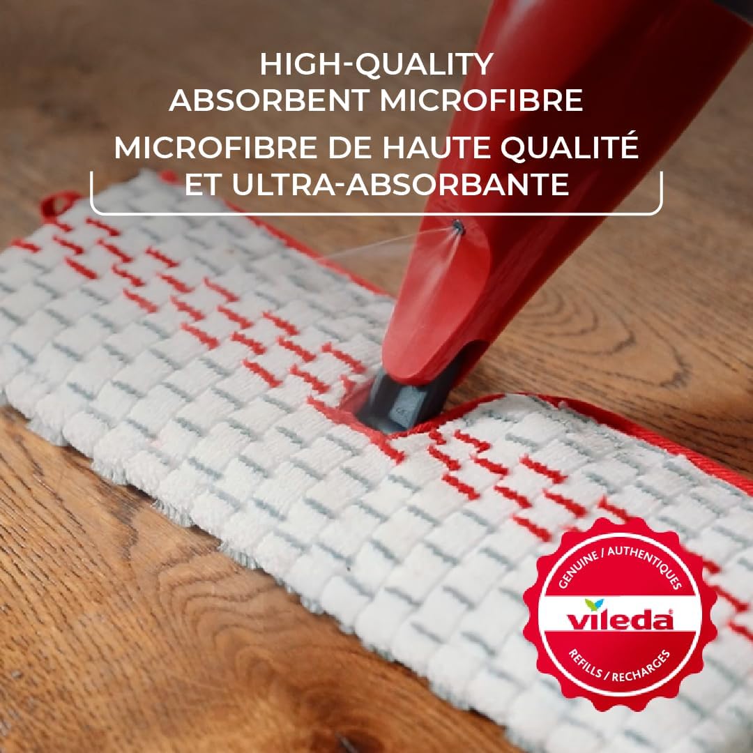 Vileda Promist Max Spray Mop - 360 Degree Swivel, Red, Cotton Head, Multiple Surfaces