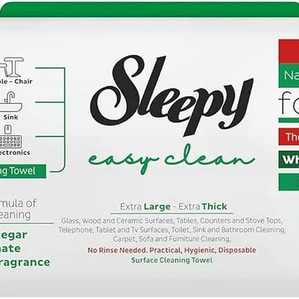 Sleepy Pack of 2, 3 and 6, Easy Clean All Purpose Cleaning Wipes, White Vinegar and Baking Soda Formula, Chemical-Free, 100 Count
